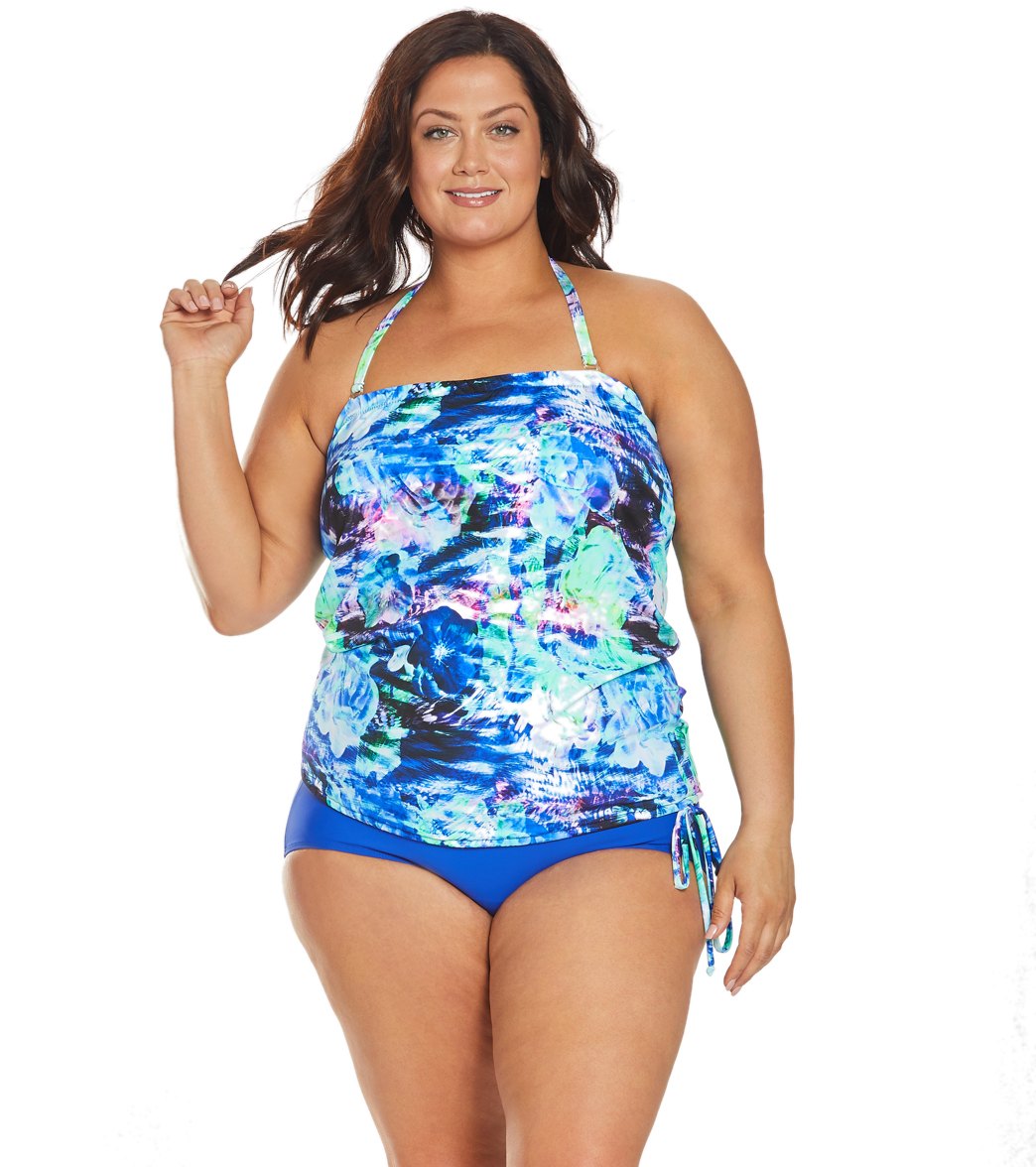 Topanga Plus Size Solid Conservative Brief Bikini Bottom