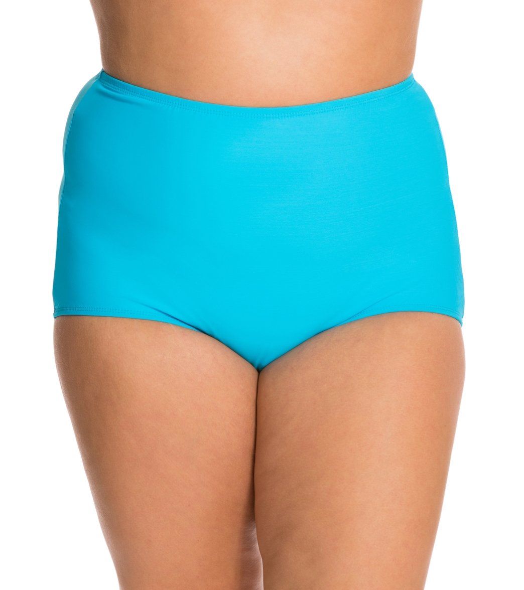 Topanga Plus Size Solid Conservative Brief Bikini Bottom