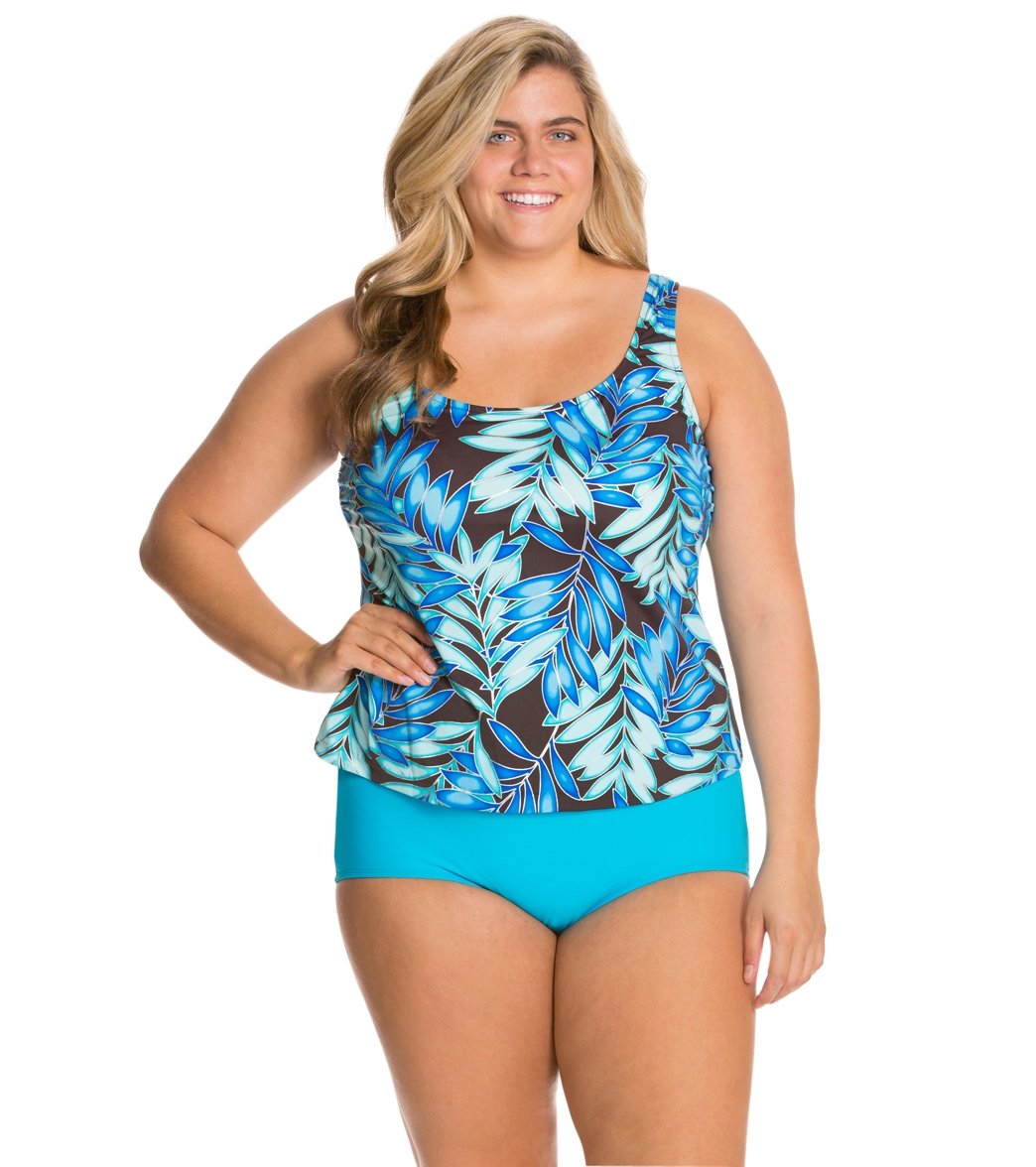 Topanga Plus Size Solid Conservative Brief Bikini Bottom