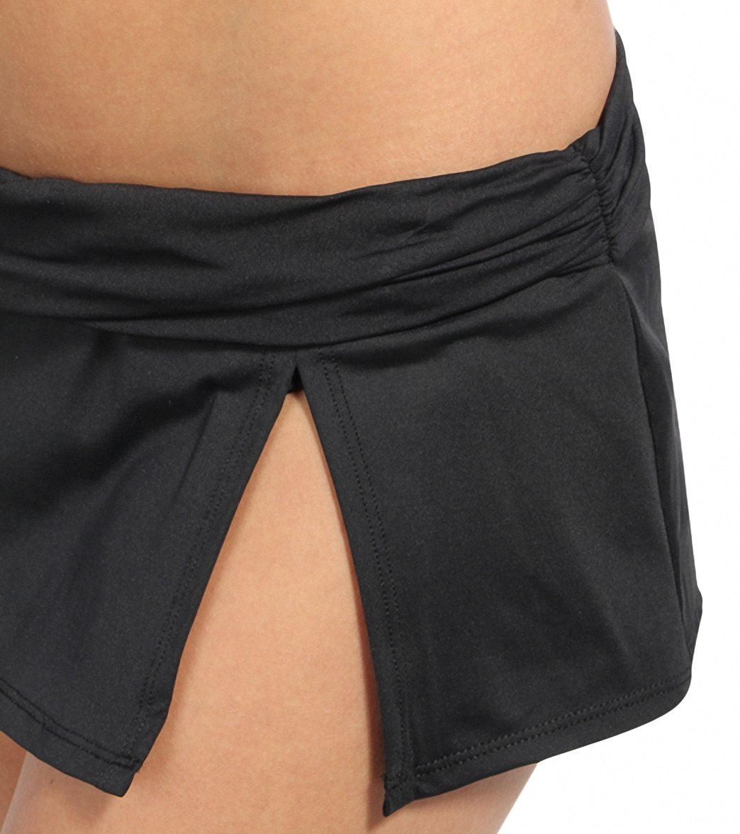 La Blanca Island Goddess Shirred Band Slit Swim Skirted Hipster Bikini Bottom