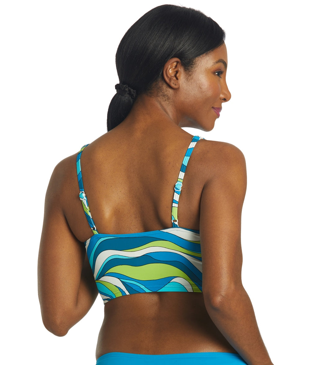 Michael Kors Women's Wave Lace Up Crop Tankini Top