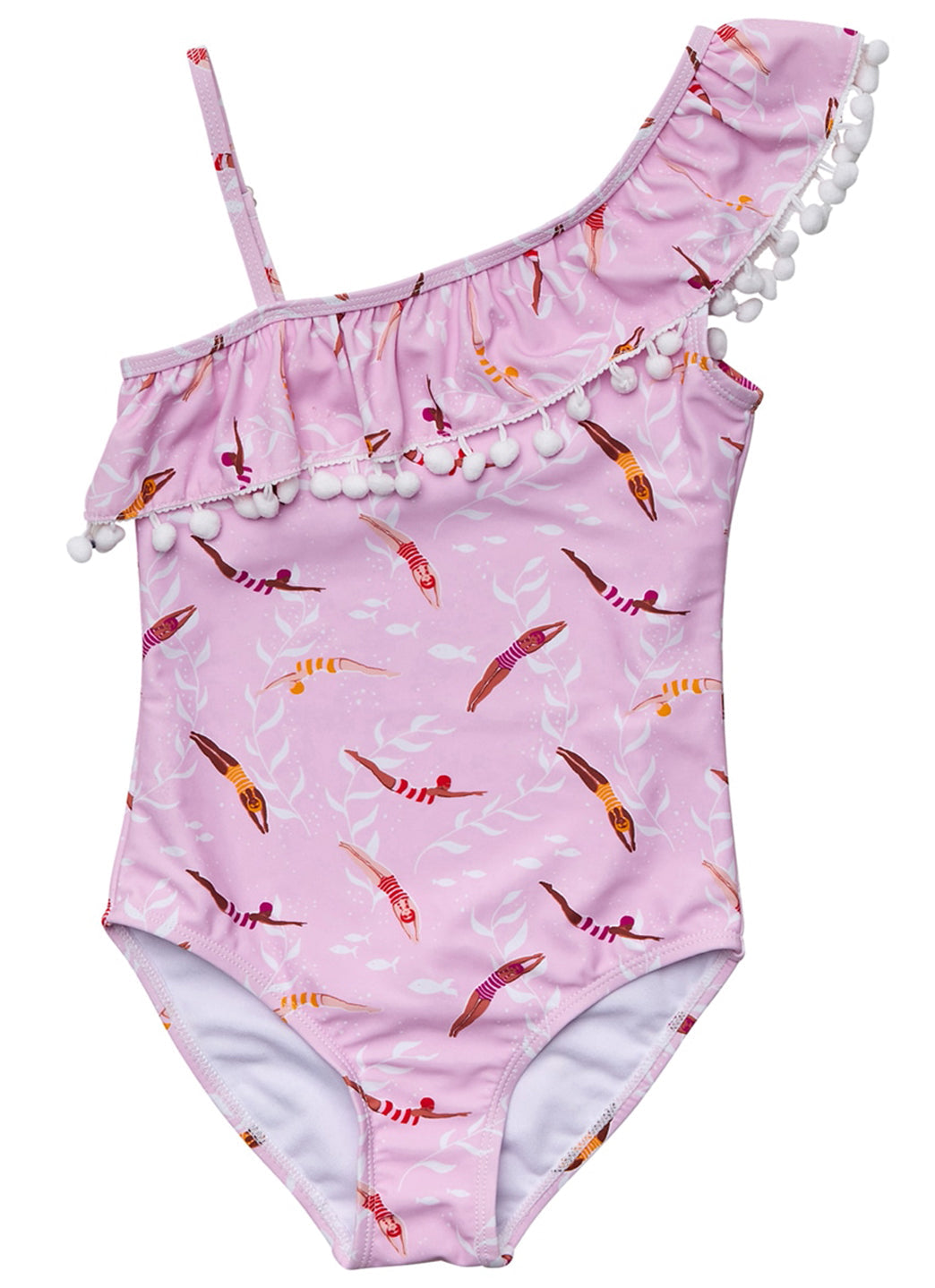 Snapper Rock Girls' Diving Diva One Shoulder Frill One Piece Swimsuit (Toddler, Little Kid, Big Kid)