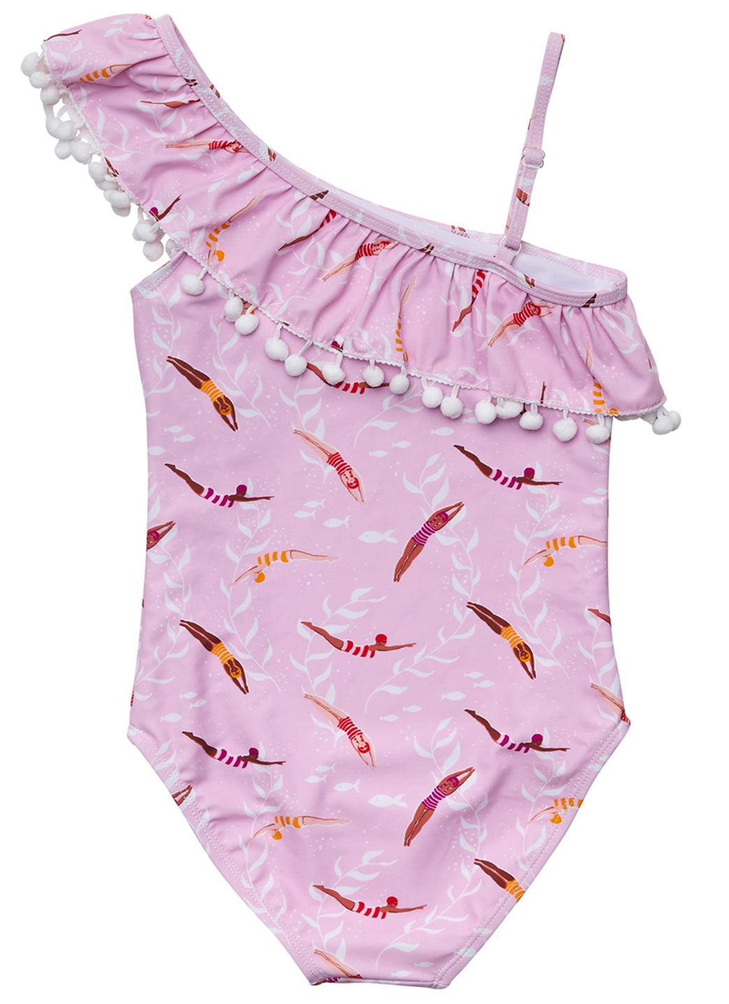 Snapper Rock Girls' Diving Diva One Shoulder Frill One Piece Swimsuit (Toddler, Little Kid, Big Kid)