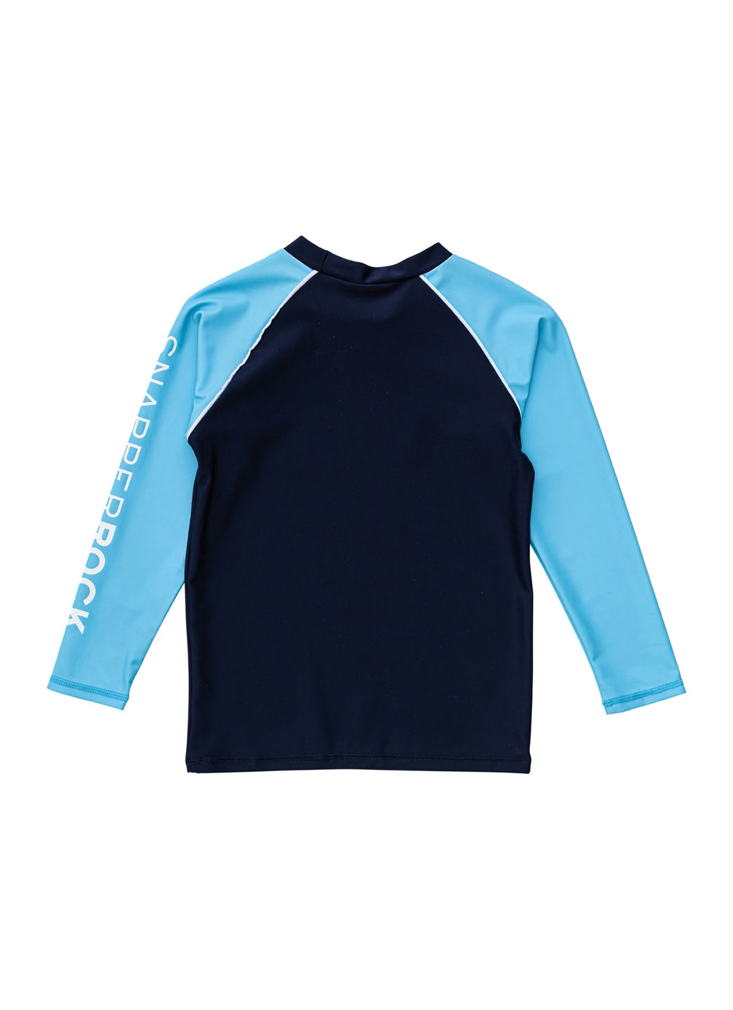 Snapper Rock Boys' Navy Aqua Sleeve Sustainable LS Rash Top (Toddler, Little Kid, Big Kid)