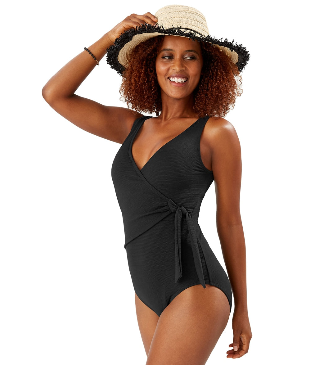 Tommy Bahama Women's Pique Colada Wrap One Piece Swimsuit