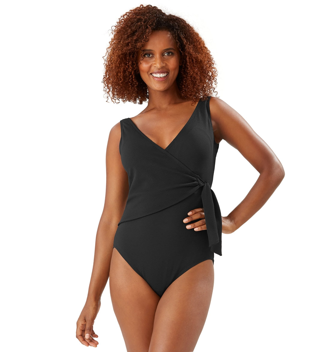 Tommy Bahama Women's Pique Colada Wrap One Piece Swimsuit