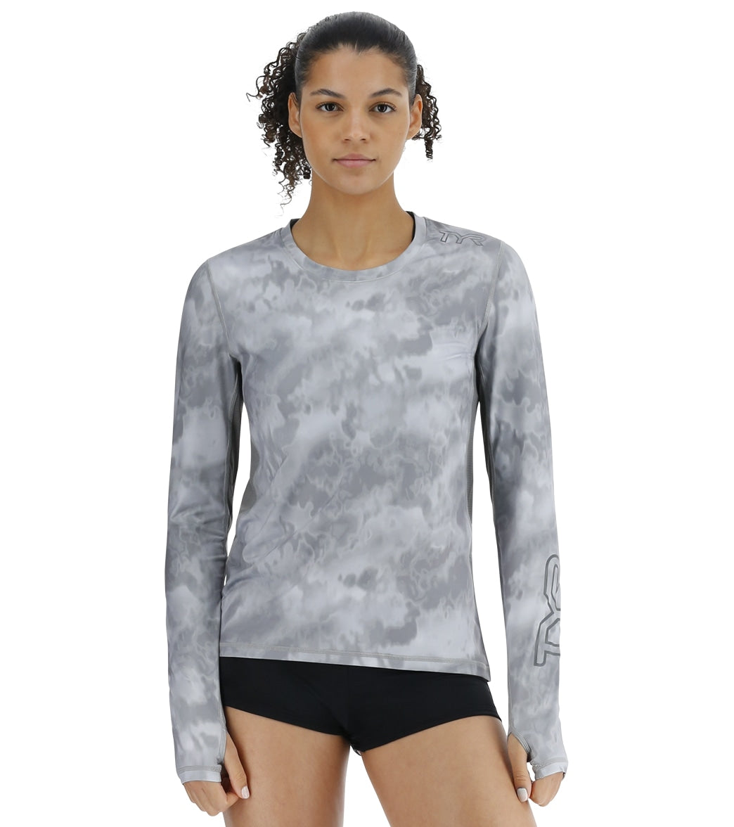 TYR Women's Turbulent SunDefense Vented Long Sleeve UPF 50+ Swim Shirt