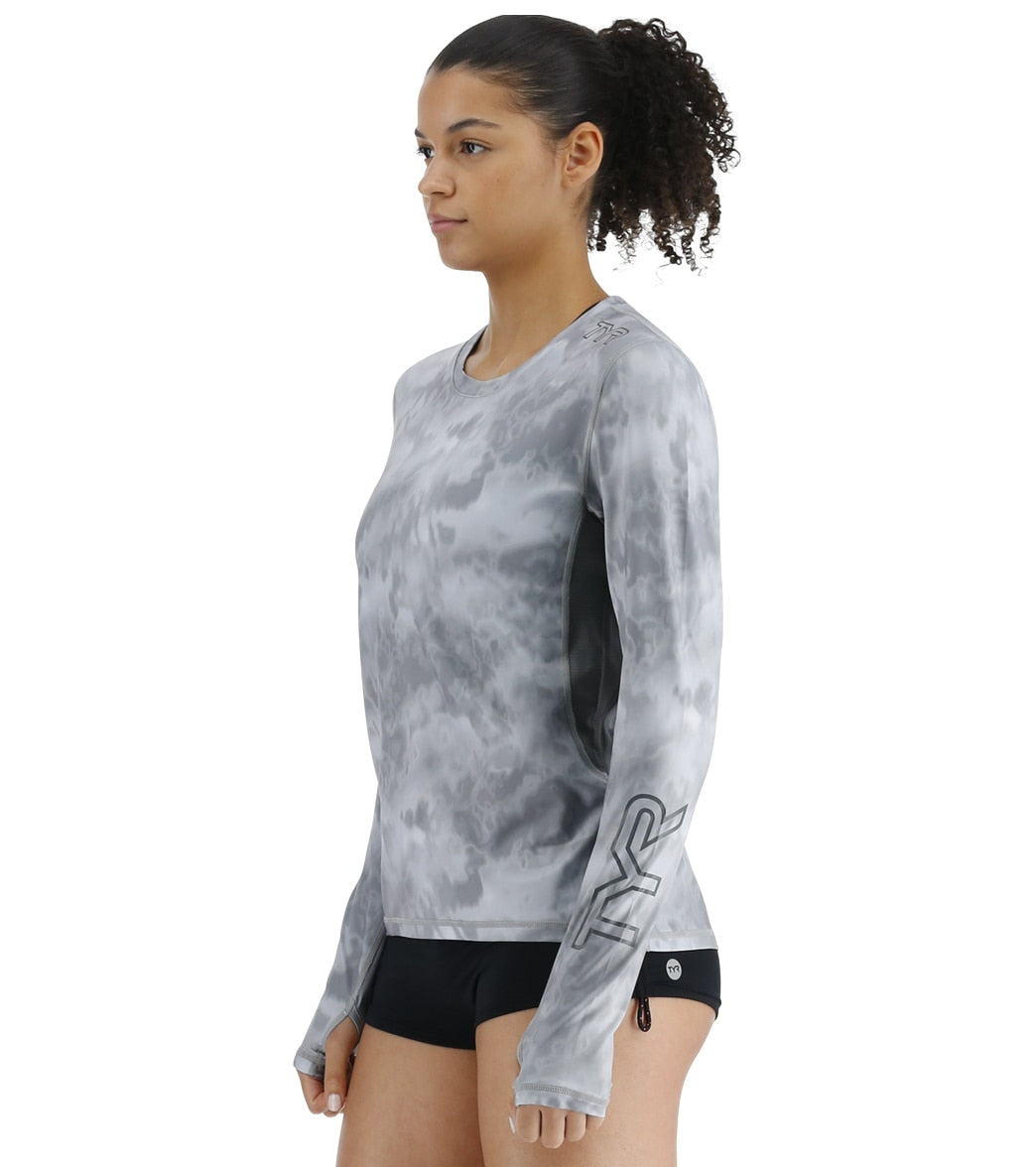 TYR Women's Turbulent SunDefense Vented Long Sleeve UPF 50+ Swim Shirt