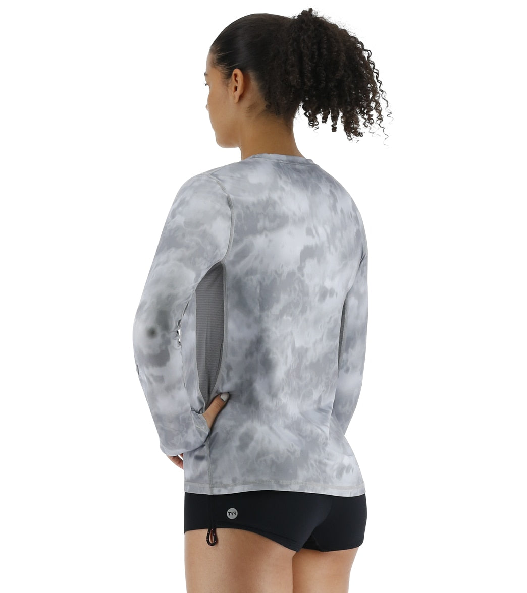 TYR Women's Turbulent SunDefense Vented Long Sleeve UPF 50+ Swim Shirt