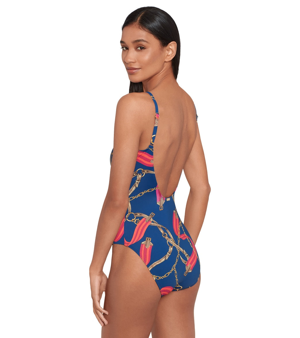 Ralph Lauren Women's Bridle Path Lingerie Ring One Piece Swimsuit