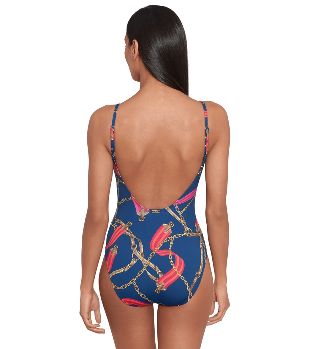 Ralph Lauren Women's Bridle Path Lingerie Ring One Piece Swimsuit