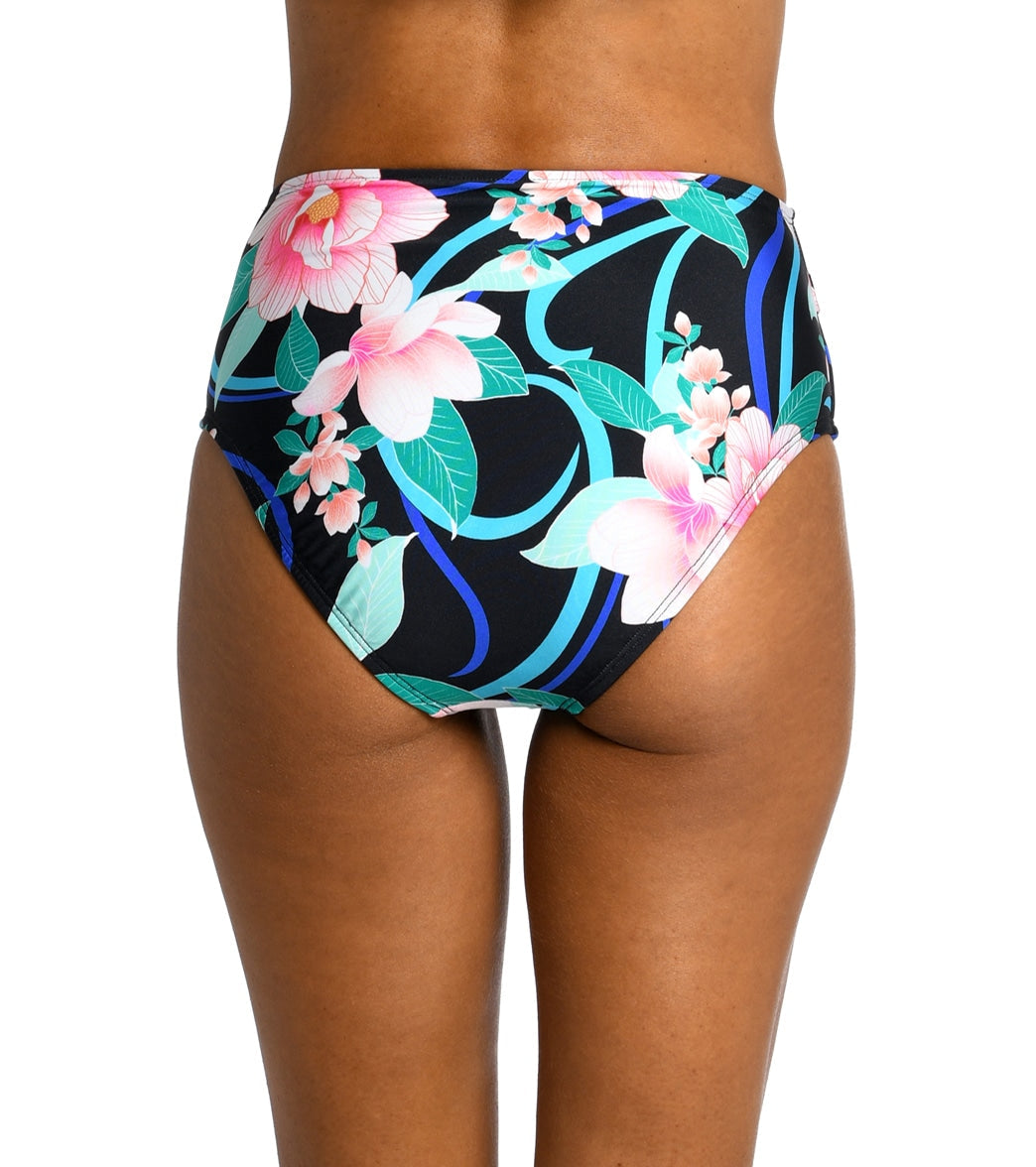 La Blanca Women's Nightfall Blooms Belted High Waist Bikini Bottom