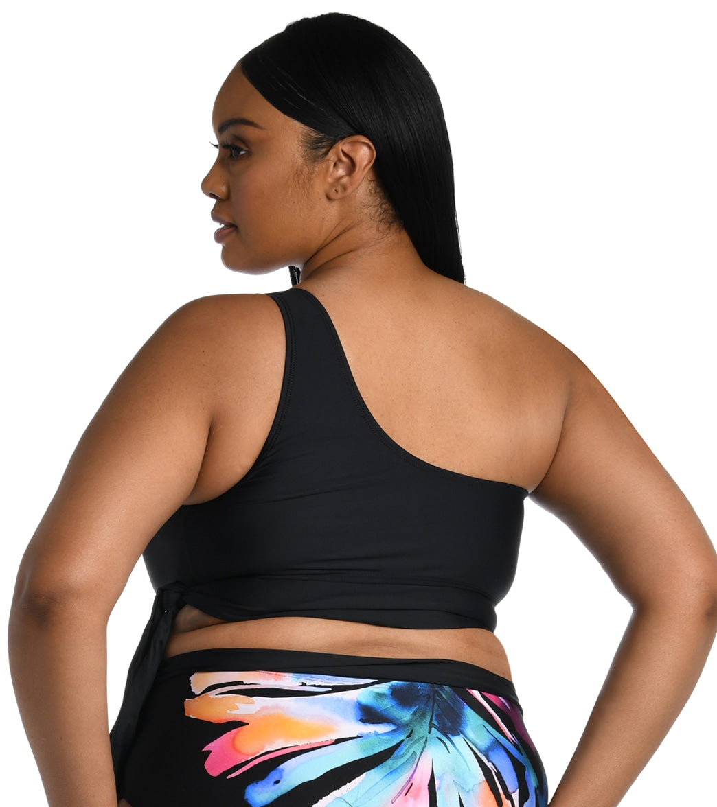 La Blanca Women's Plus Size Prism Palm Bandeau Bikini Top