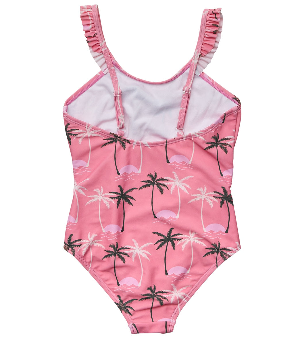 Snapper Rock Girls' Palm Paradise Frill Strap One Piece Swimsuit (Toddler, Little Kid, Big Kid)