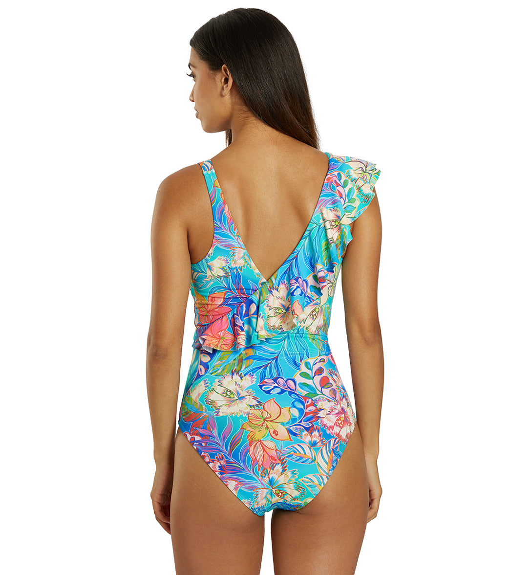 Johnny Was Women's Helena Ruffle Wrap One Piece Swimsuit