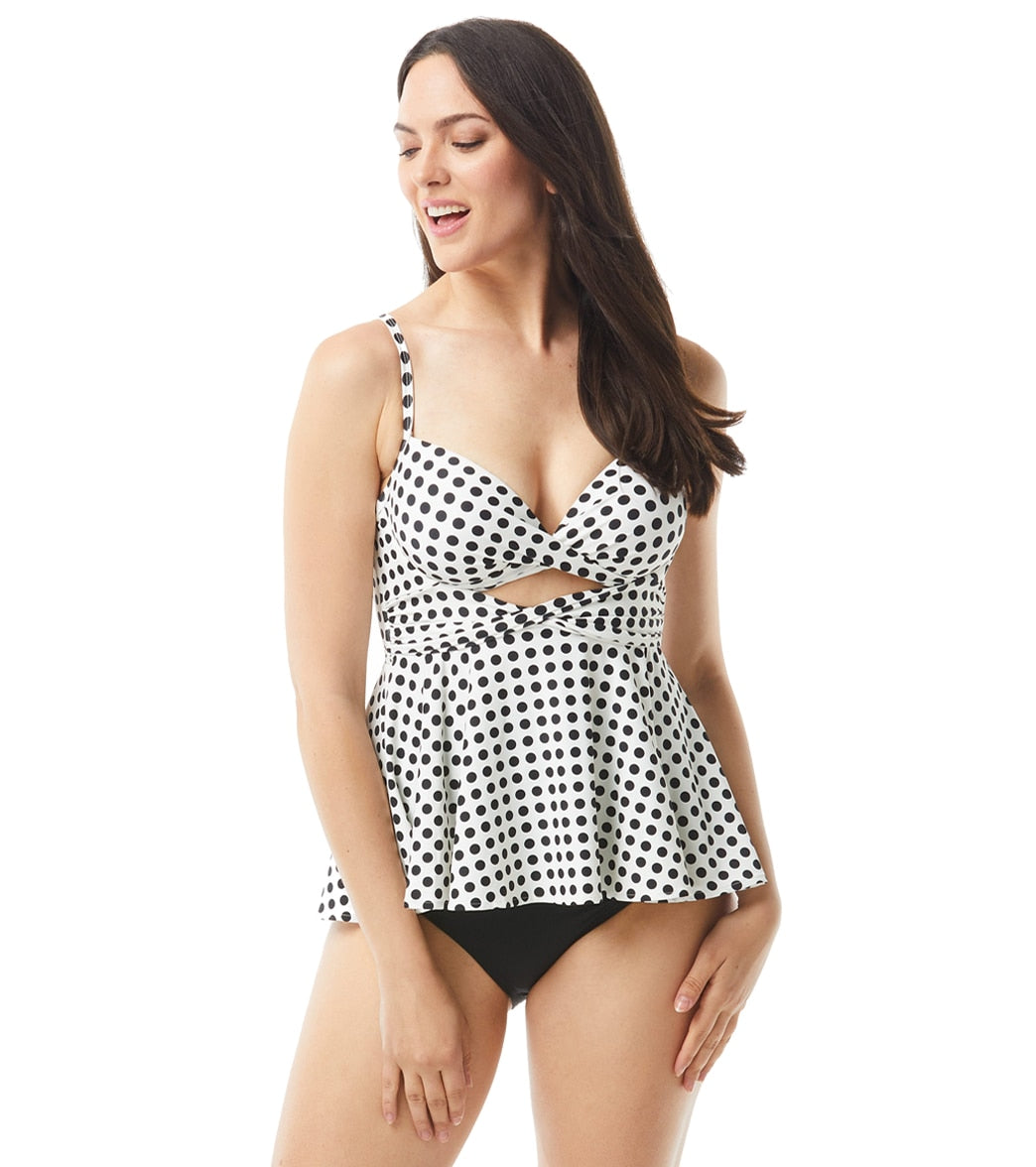 Coco Reef Women's Riviera Dot Icon Twist Bra Sized  Tankini Top (C/D/DD/E/F Cup)