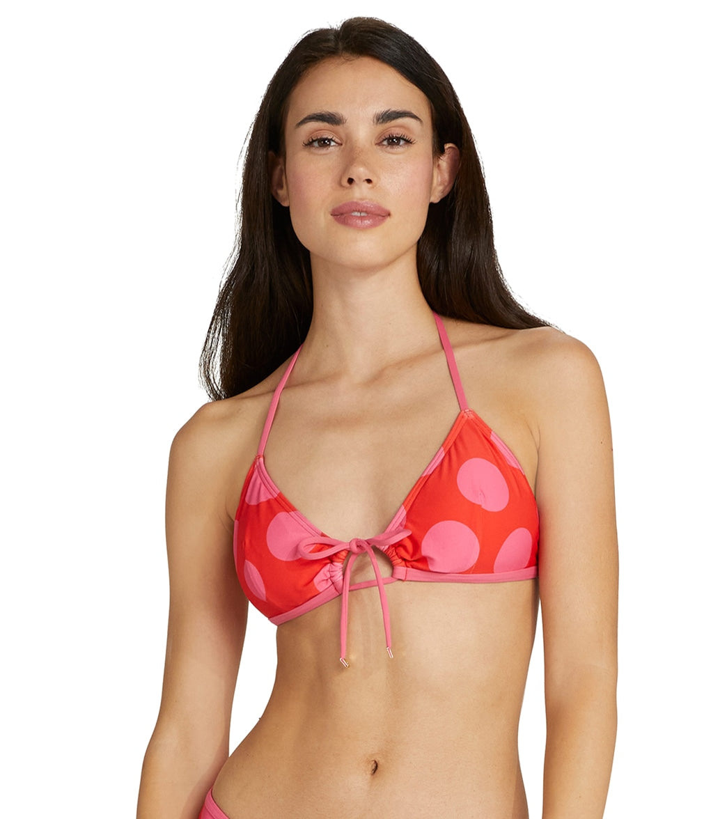 Kate Spade New York Women's Large Dots Drawstring Front Bikini Top