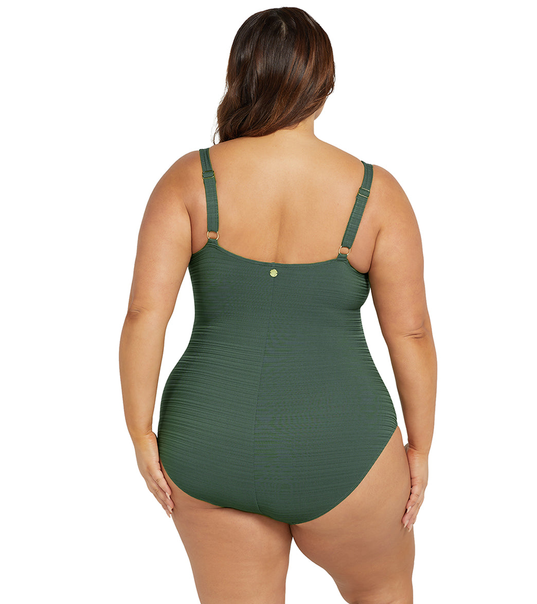 Artesands Woman's Plus Size Aria Olive Gericault One Piece Swimsuit (Multifit C-DD Cup)