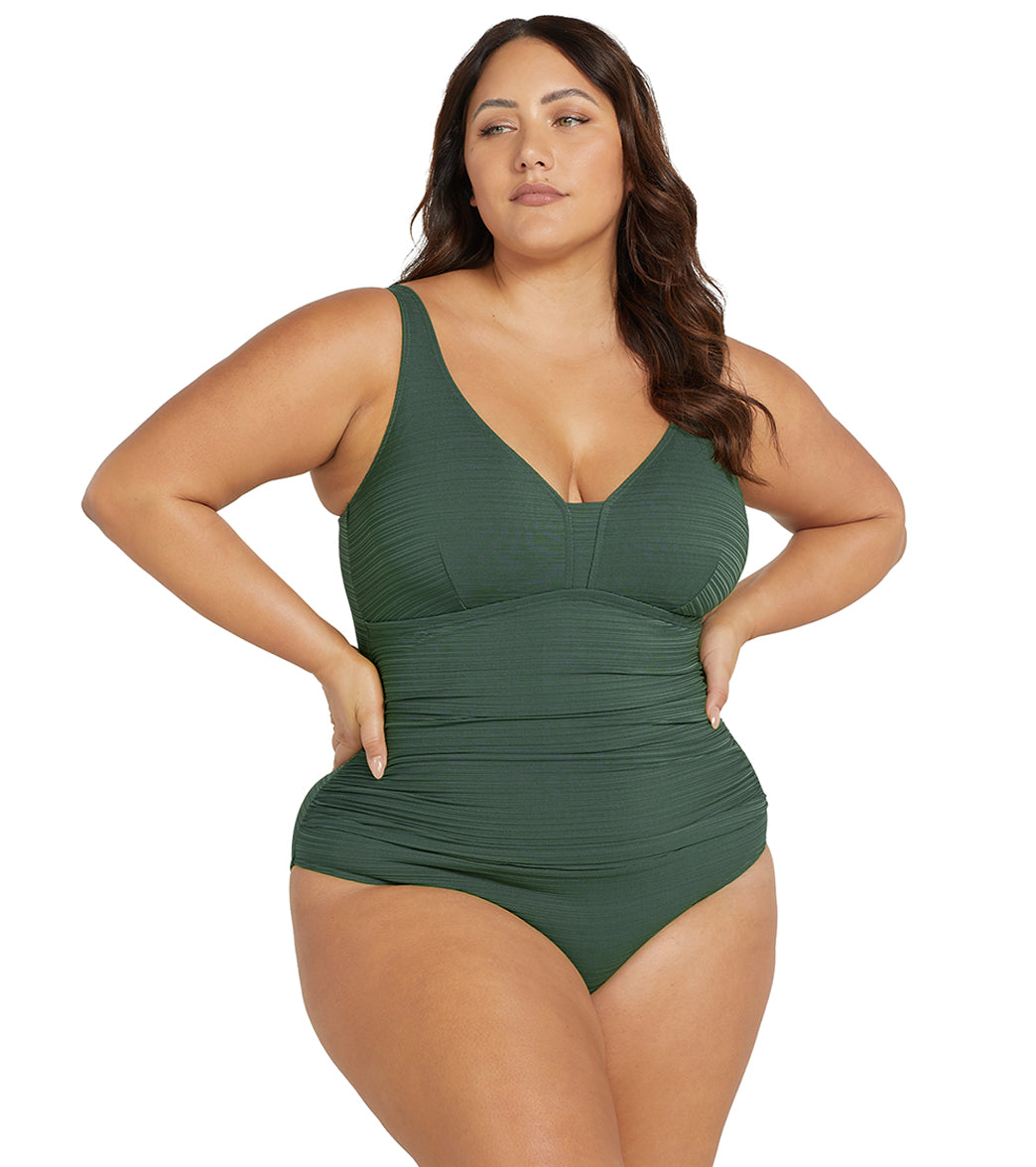 Artesands Woman's Plus Size Aria Olive Gericault One Piece Swimsuit (Multifit C-DD Cup)