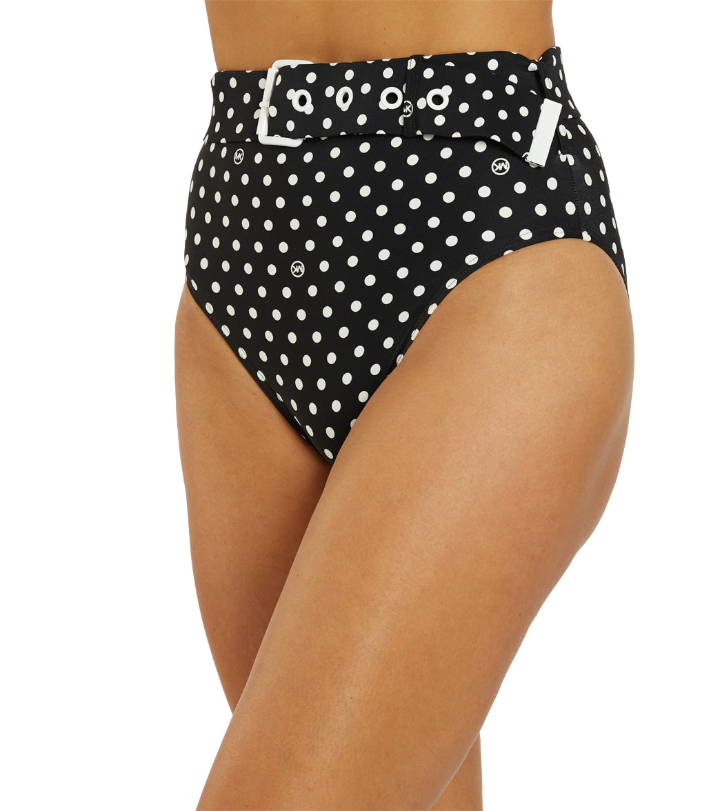 Michael Kors Women's Dot High Waist Belted Bikini Bottom