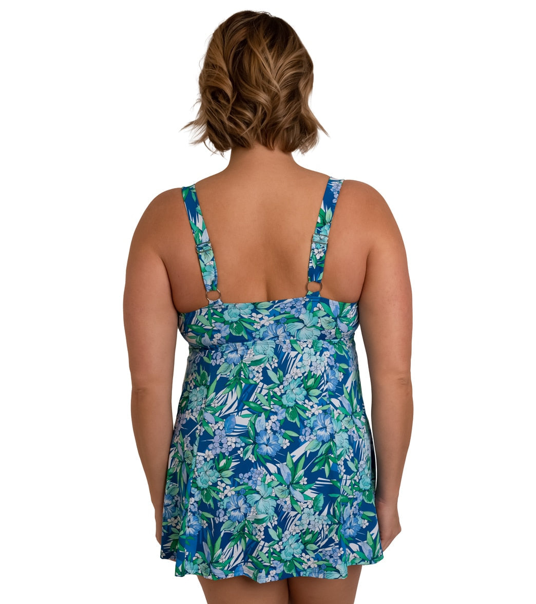 Fit4U Women's Plus Size Tango Empire Banded Swim Dress