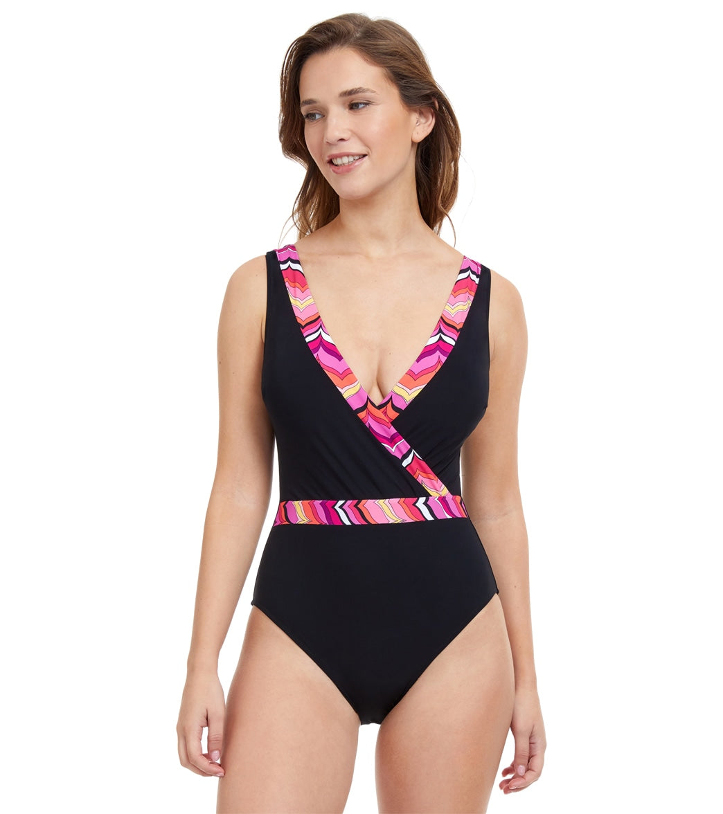 Profile by Gottex Women's Palm Springs Surplice One Piece Swimsuit