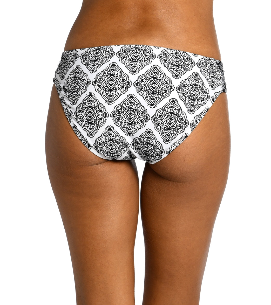 La Blanca Women's Oasis Tile Side Shirred Hipster Bikini Bottom