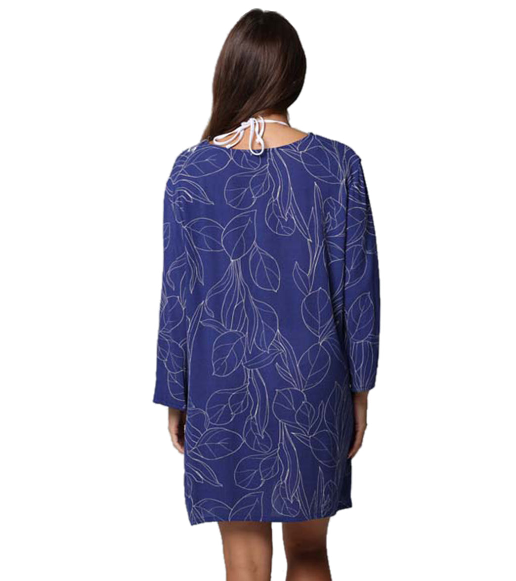 J.Valdi Women's Calathea Lace Neck Tunic Cover Up