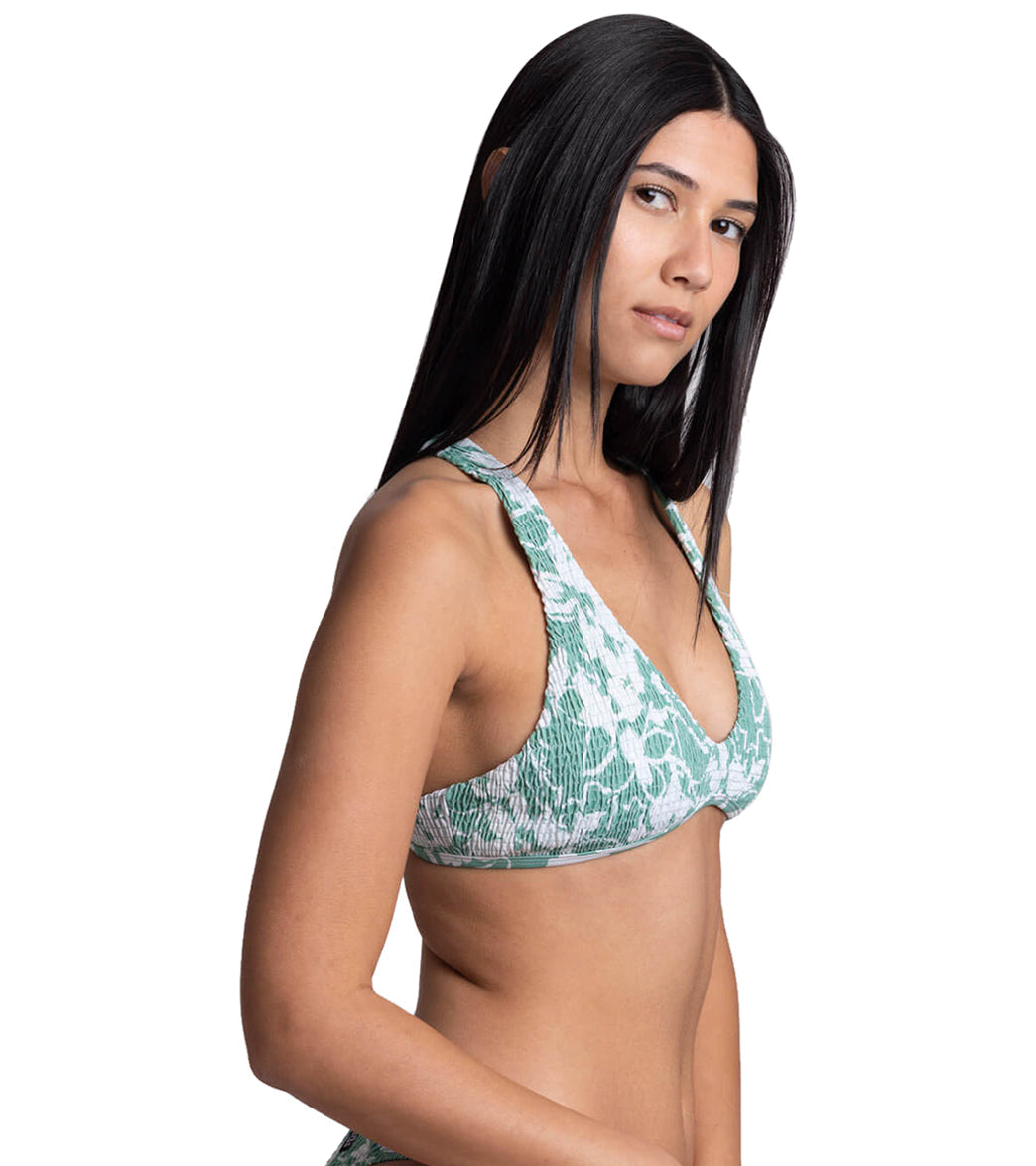 JOLYN Women's Aster Floriana Smocked Racerback Bikini Top