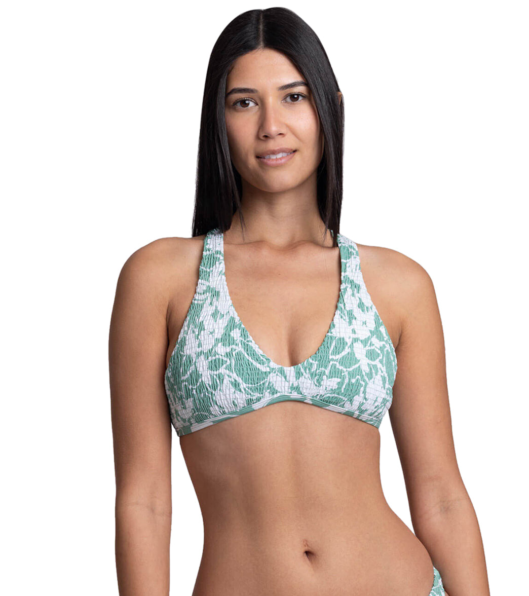JOLYN Women's Aster Floriana Smocked Racerback Bikini Top