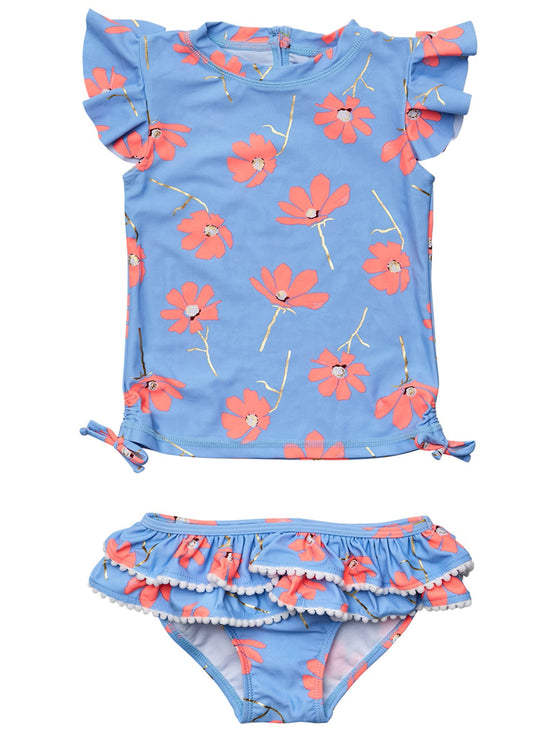 Snapper Rock Girls' Beach Bloom Short Sleeve Two Piece Rash Guard Set (Baby, Toddler, Little Kid)