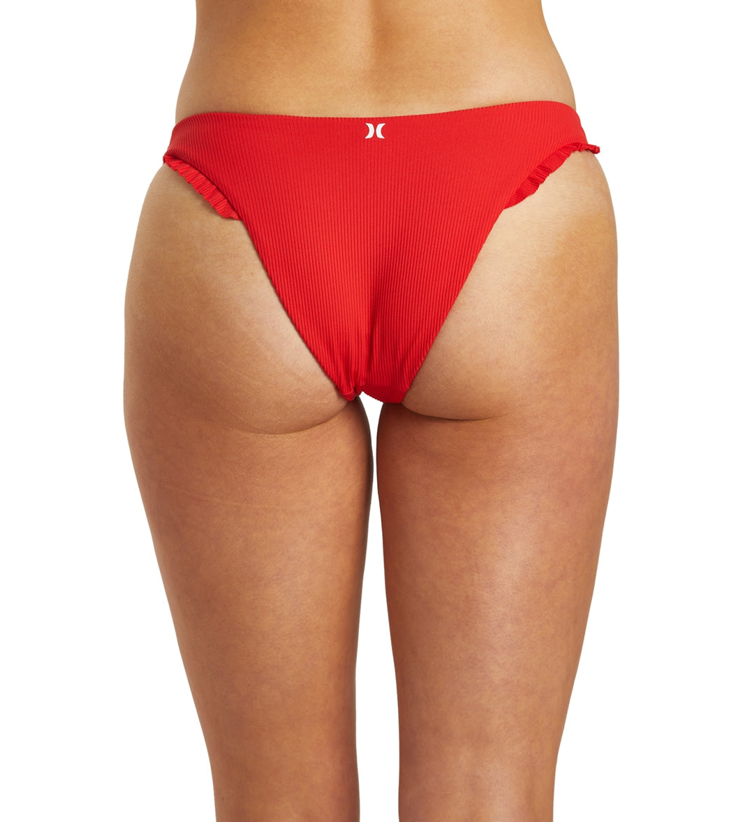 Hurley Women's Baby Rib Ruffle French Bikini Bottom