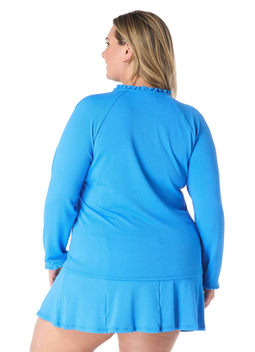 Beach House Women's Plus Size Solid Phoebe Long Sleeve Zip Front Rash Guard