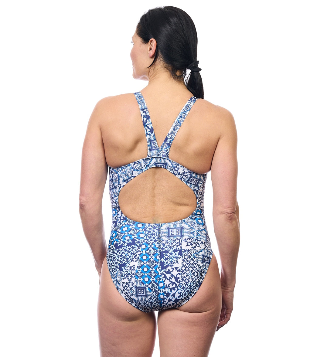 EQ Swimwear Women's Milan Navy Harmony Extra Long Torso One Piece Swimsuit