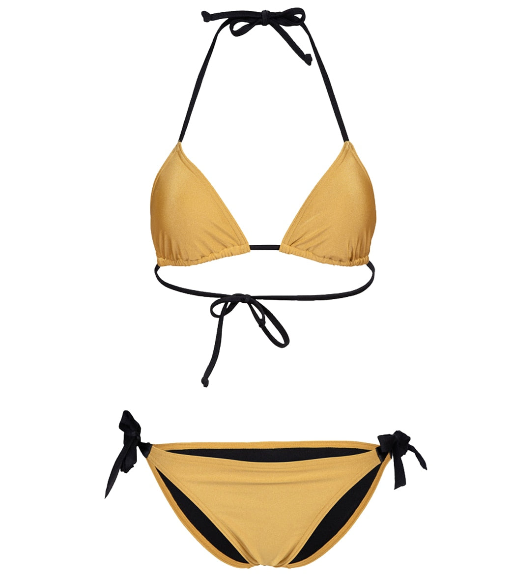 Arena Women's 50th Anniversary Shiny Gold Triangle Bikini Top