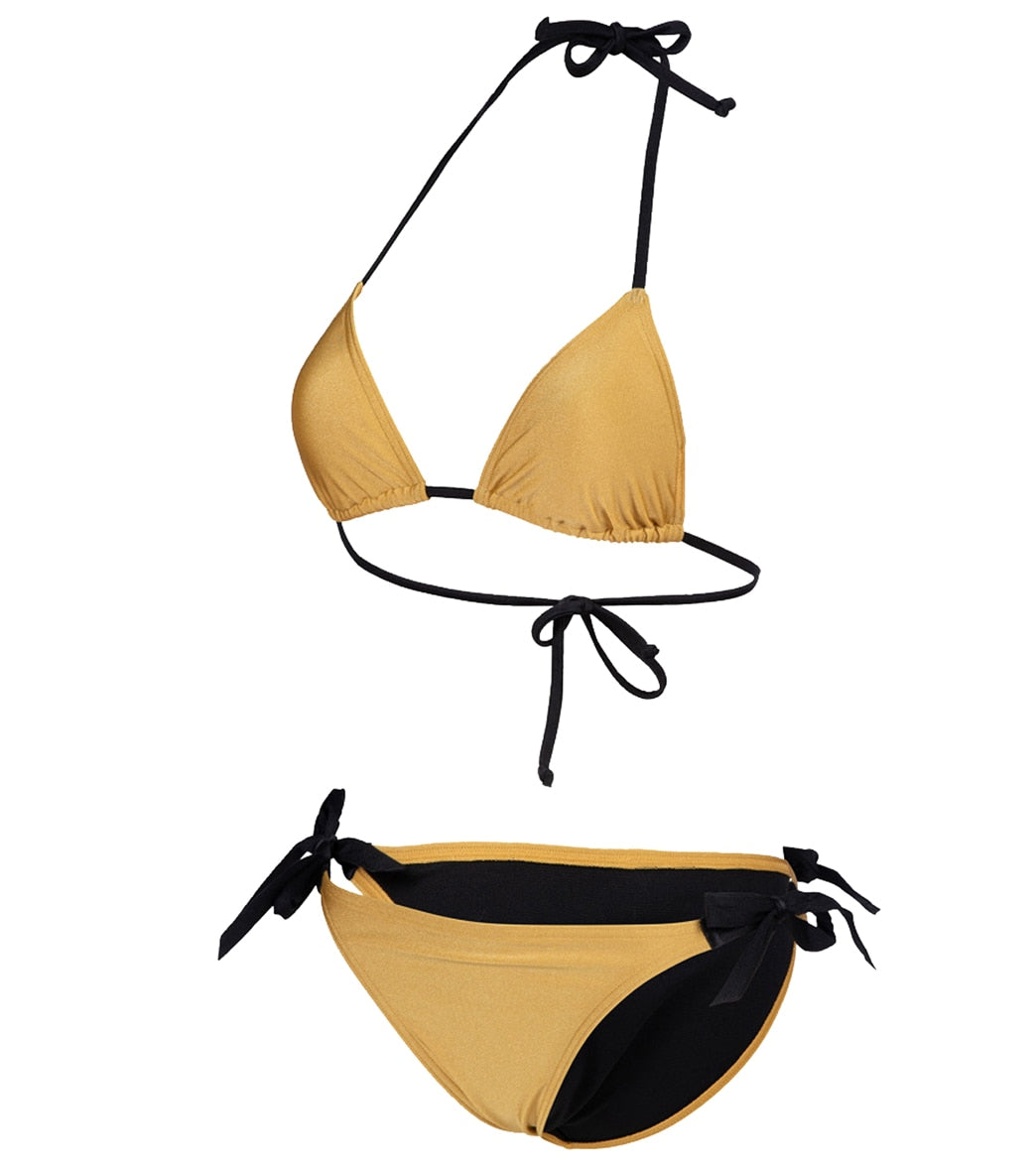 Arena Women's 50th Anniversary Shiny Gold Triangle Bikini Top