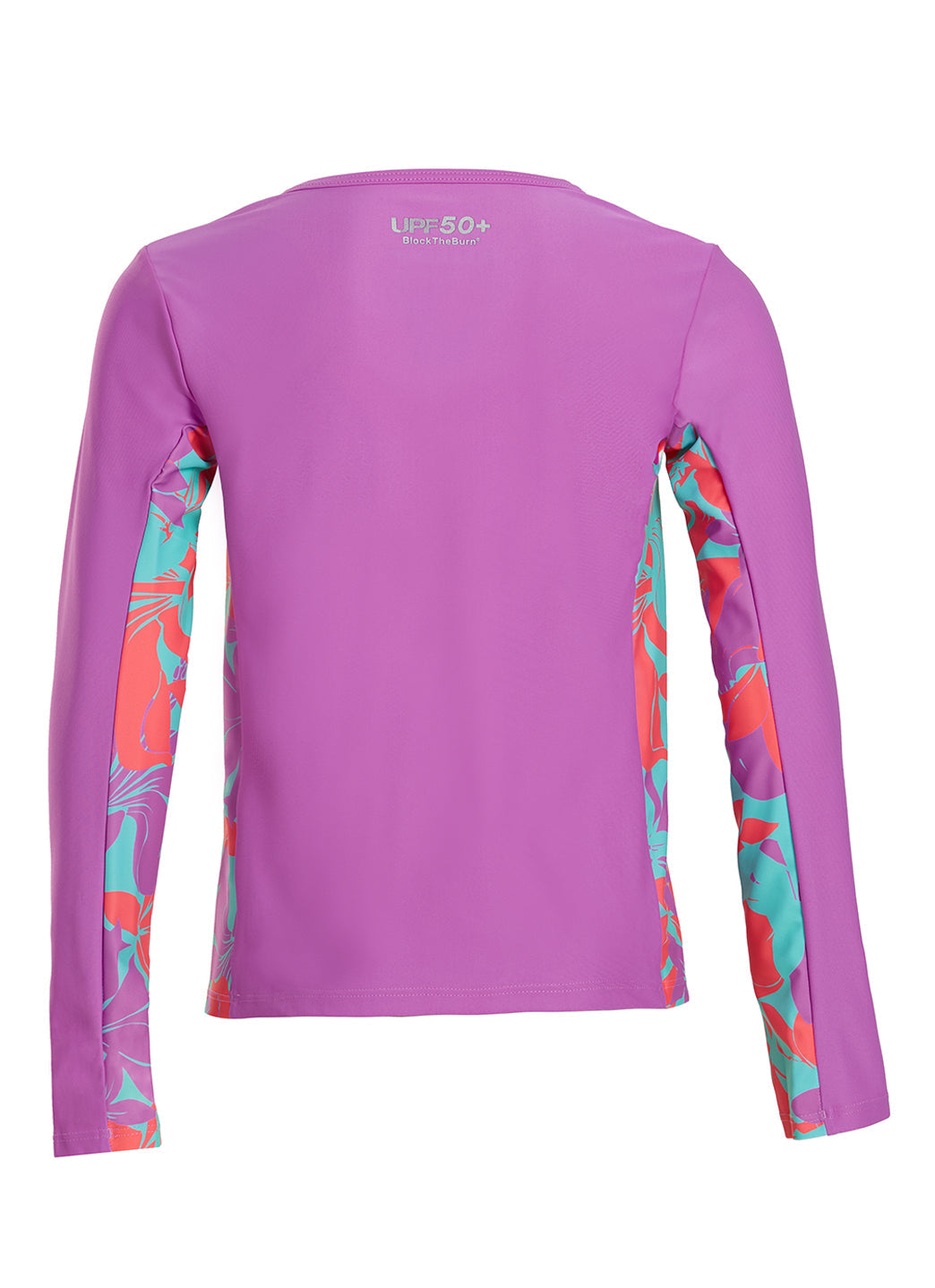 Speedo Girls' Long Sleeve Printed Splice Rash Guard (Little Kid, Big Kid)