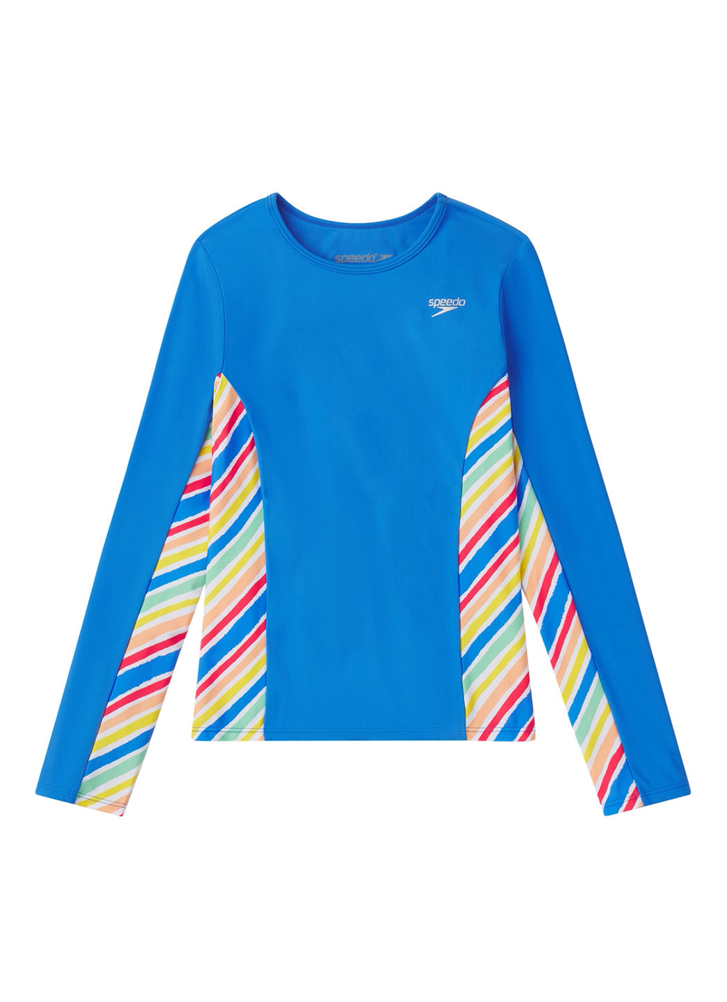 Speedo Girls' Long Sleeve Printed Splice Rash Guard (Little Kid, Big Kid)