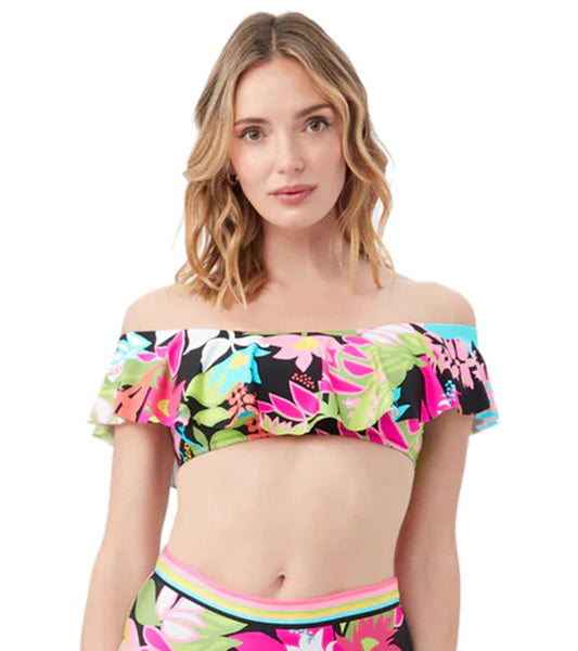 Trina Turk Women's Tiki Ruffle Bandeau Bikini Top