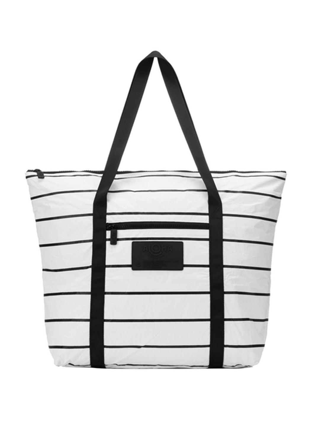 ALOHA Pinstripe Zipper Beach Tote