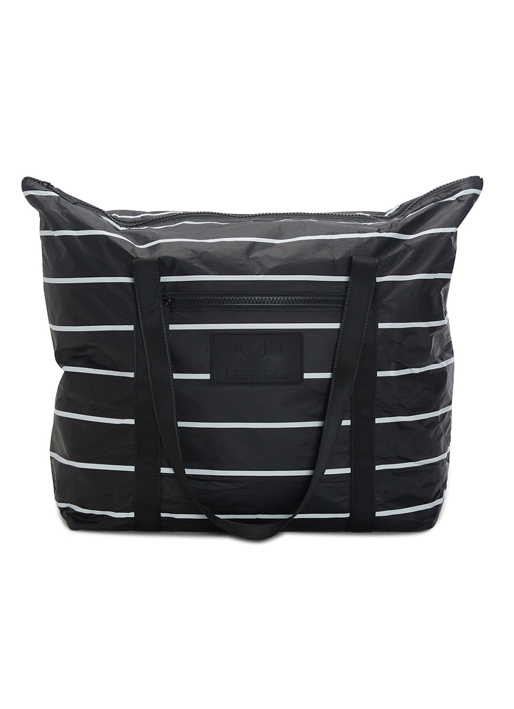 ALOHA Pinstripe Zipper Beach Tote
