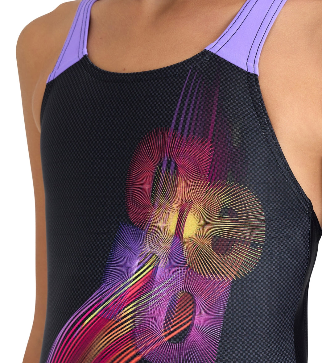 Arena Girls' Arena Parrot Jr V Back One Piece Swimsuit (Little Kid, Big Kid)