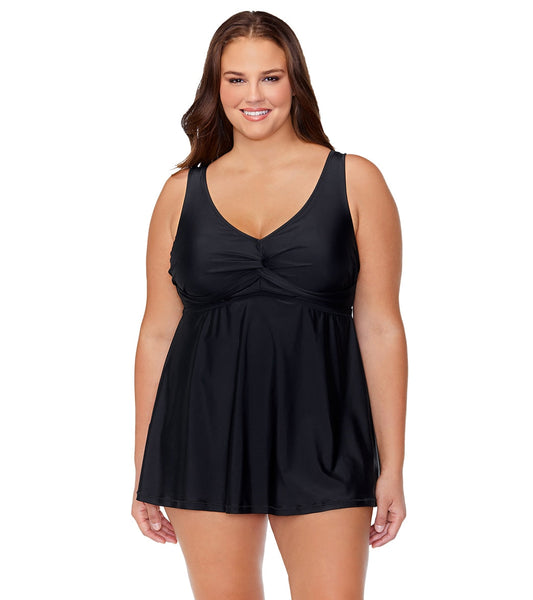 Raisins Women's Tranquilo Solid Lucia Plus Size Swim Dress