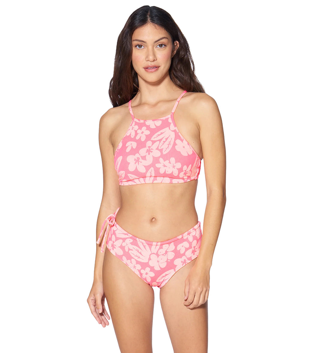 Hurley Women's Max Flower Scrunch Racer Back Bikini Top