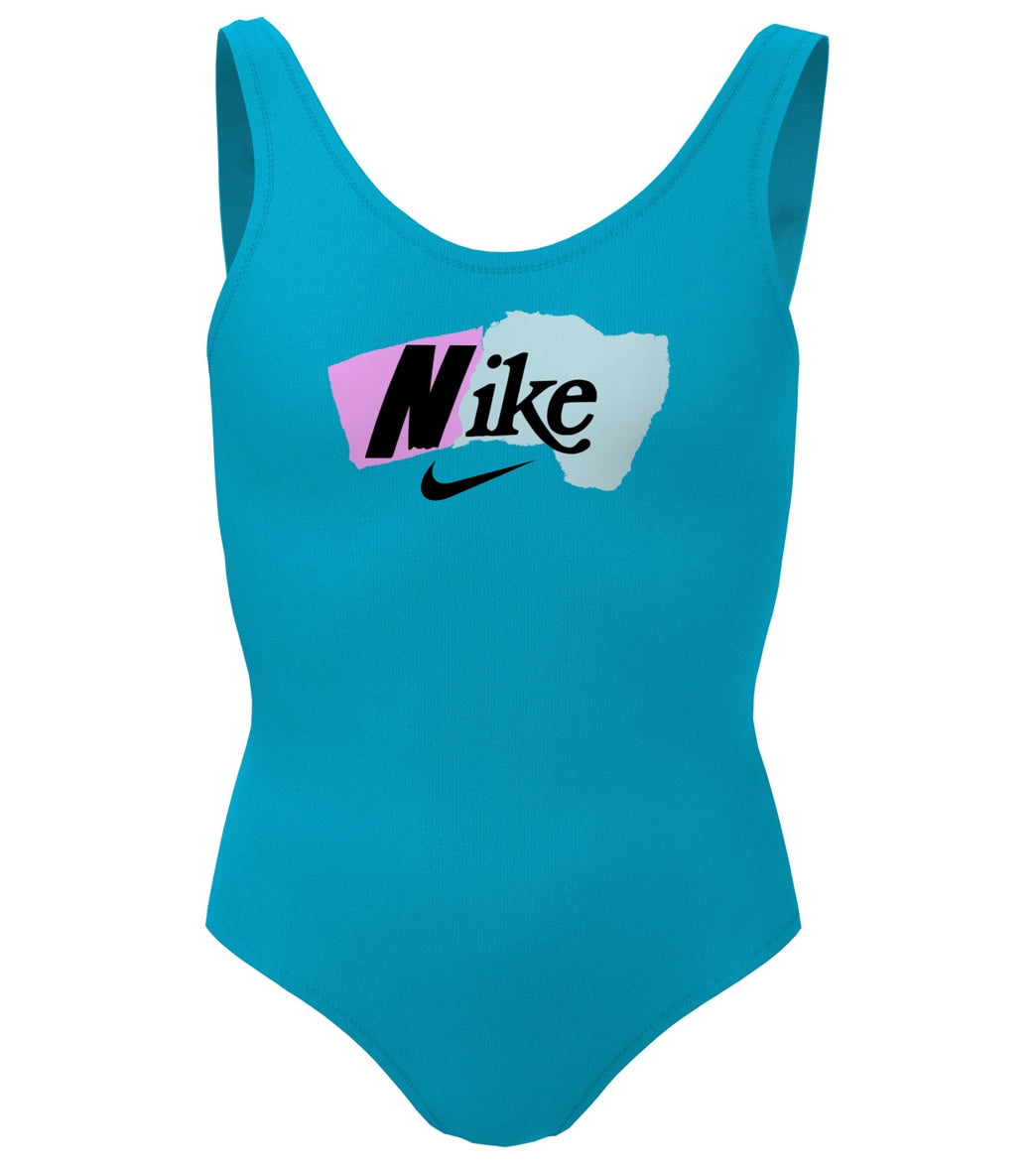 Nike Girls' Multi Logo U Back One Piece Swimsuit (Big Kid)