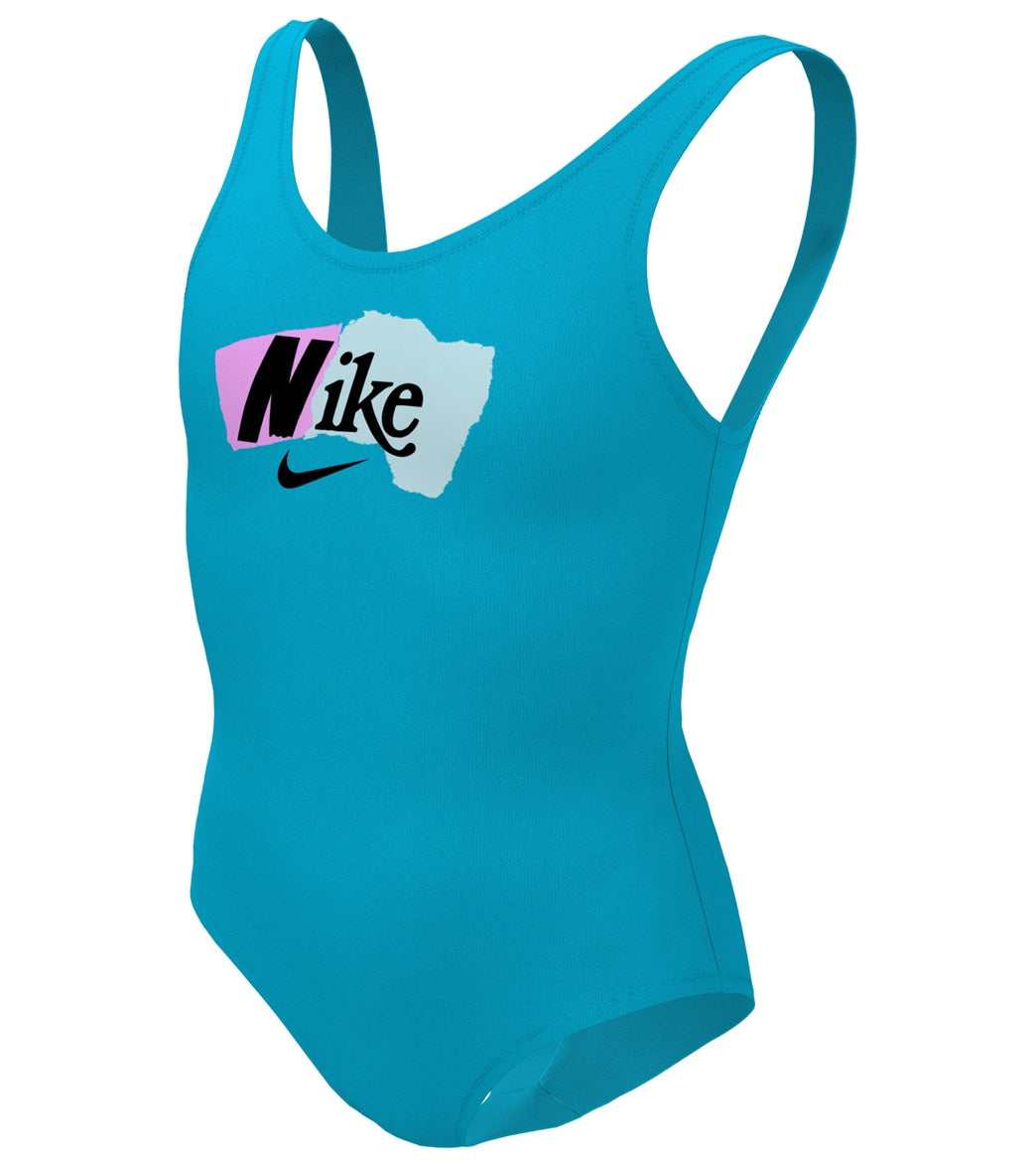 Nike Girls' Multi Logo U Back One Piece Swimsuit (Big Kid)