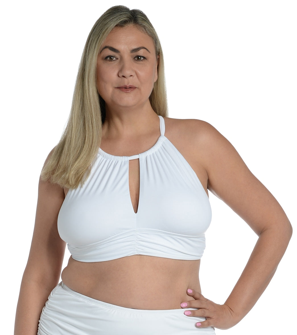 La Blanca Women's Plus Size Island Goddess High Neck Bikini Top