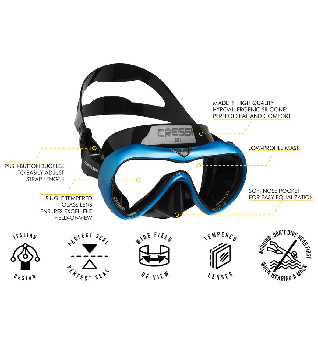 Cressi A1 Clear Anti-Fog Lens Scuba Mask