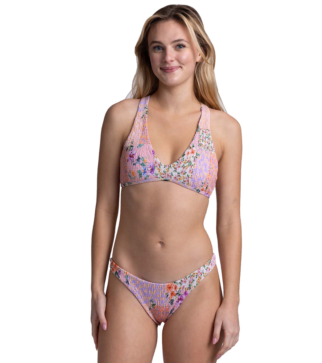 JOLYN Women's Kelia Cottage Patch Smocked French Cut Bikini Bottom