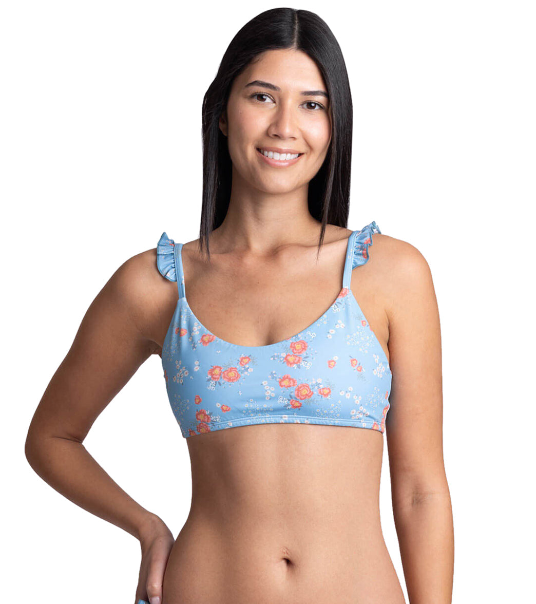 JOLYN Women's Donna Rosalinda Scoop Neck Ruffle Bikini Top